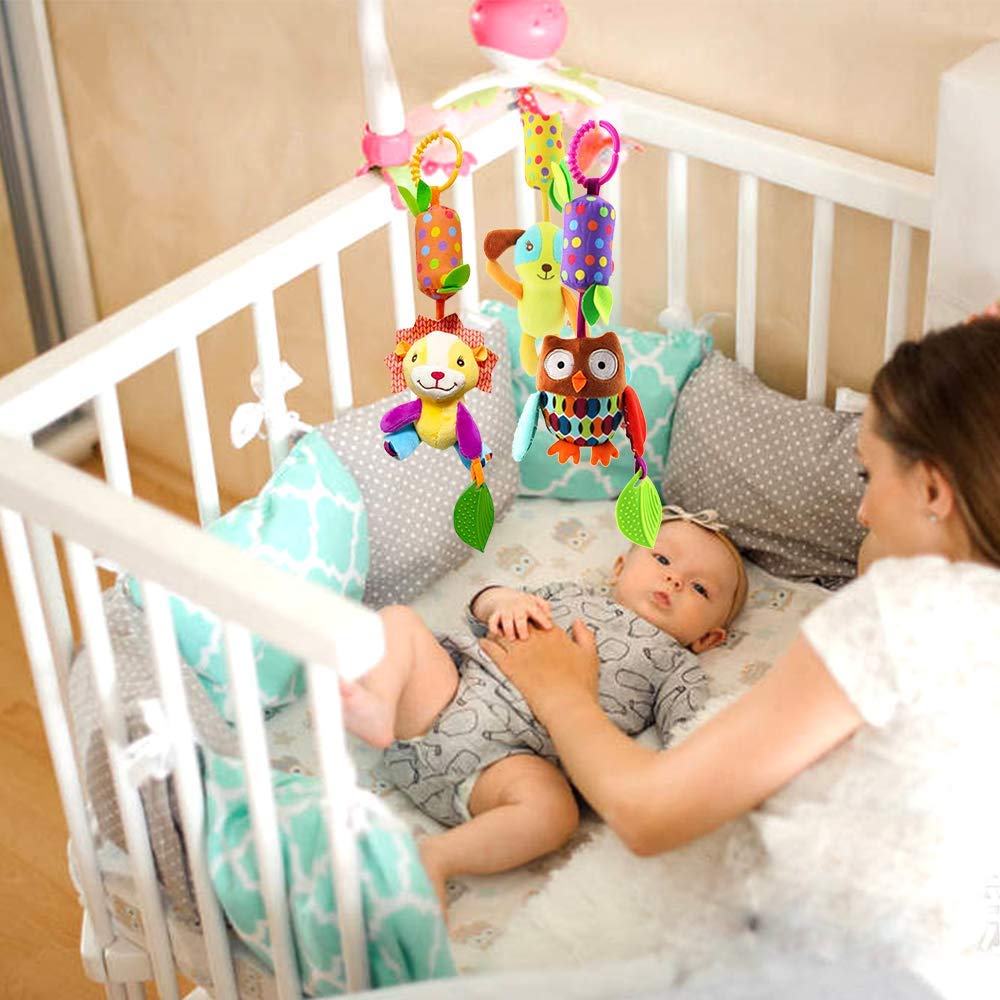 SNOWIE SOFT Baby Soft Hanging Rattle Crinkle Squeaky Toy Car Seat Stroller Toys with Teethers Plush Animal C-Clip Ring for Infant Babies Boys and Girls 3 6 9 to 12 Months (Multi-Colour-Elephant) SNOWIE SOFT Baby Soft Hanging Rattle Crinkle Squeaky Toy Car Seat Stroller Toys with Teethers Plush Animal C-Clip Ring for Infant Babies Boys and Girls 3 6 9 to 12 Months (Multi-Colour-Elephant)